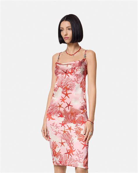 versace silk mini dress starfish|Barocco Sea Silk Slip Mini Dress Pink,Print .